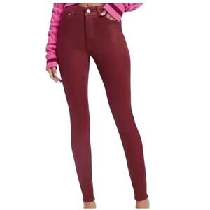 Good American Good Legs Jeans High Waist Coated Ankle Skinny Leg Red Size 14